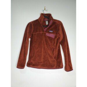 Patagonia Size XS Burnt Red Orange Fleece Pullover Snap T Re Tool Soft Hike